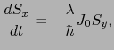 $\displaystyle \frac{dS_{x}}{dt}
=
- \frac{\lambda}{\hbar}J_{0}S_{y},$