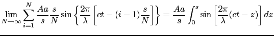 $\displaystyle (i - 1){s \over{N}} = z, \ \ \ \ \ {s \over{N}} = dz,$
