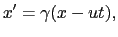 $\displaystyle c^{2}t^{2} - x^{2} = c^{2}t'^{2} - x'^{2}.$
