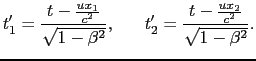 $\displaystyle E_{1}:(x_{1},\ y_{1},\ z_{1},\ t), \ \ \ \ \
E_{2}:(x_{2},\ y_{2},\ z_{2},\ t).$