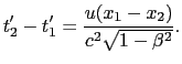 $\displaystyle E_{1}:(x'_{1},\ y'_{1},\ z'_{1},\ t'_{1}), \ \ \ \ \
E_{2}:(x'_{2},\ y'_{2},\ z'_{2},\ t'_{2}).$