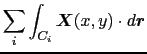 $\displaystyle \sum_{i} \int_{C_{i}} \mbox{\boldmath$X$}(x, y) \cdot d\mbox{\boldmath$r$}$