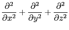 $\displaystyle {\partial^{2}\over{\partial x^{2}}} + {\partial^{2}\over{\partial y^{2}}} +
{\partial^{2}\over{\partial z^{2}}}$