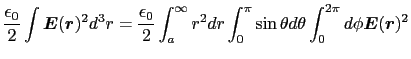 $\displaystyle {\epsilon_{0}\over{2}} \int \mbox{\boldmath$E$}(\mbox{\boldmath$r...
...heta d\theta \int_{0}^{2\pi} d\phi \mbox{\boldmath$E$}(\mbox{\boldmath$r$})^{2}$