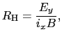 $\displaystyle R_{\rm H}
=
{E_{y} \over{i_{x}B}},$