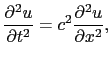 $\displaystyle \sigma \Delta x {\partial^{2}u \over{\partial t^{2}}}
=
T \left ( {\partial^{2}u \over{\partial x^{2}}} \right )_{x}\Delta x,$