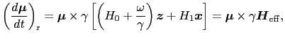 $\displaystyle \left ( {d\mbox{\boldmath$\mu$} \over{dt}} \right )_{\rm r} = \mb...
...$x$} \right ] = \mbox{\boldmath$\mu$}\times\gamma\mbox{\boldmath$H$}_{\rm eff},$