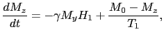 $\displaystyle {dM_{z} \over{dt}} = -\gamma M_{y}H_{1} + {M_{0} - M_{z} \over{T_{1}}},$