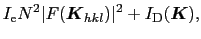 $\displaystyle I_{\rm e}N^{2}\vert F(\mbox{\boldmath$K$}_{hkl})\vert^{2} + I_{\rm D}(\mbox{\boldmath$K$}),$