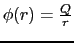 $\phi(r) = \frac{Q}{r}$