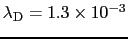 $\lambda_{\rm D} = 1.3\times10^{-3}$