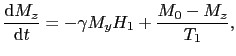 $\displaystyle {{\rm d}M_{z} \over{{\rm d}t}} = -\gamma M_{y}H_{1} + {M_{0} - M_{z} \over{T_{1}}},$