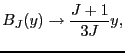 $\displaystyle B_{J}(y) \to \frac{J+1}{3J}y,$